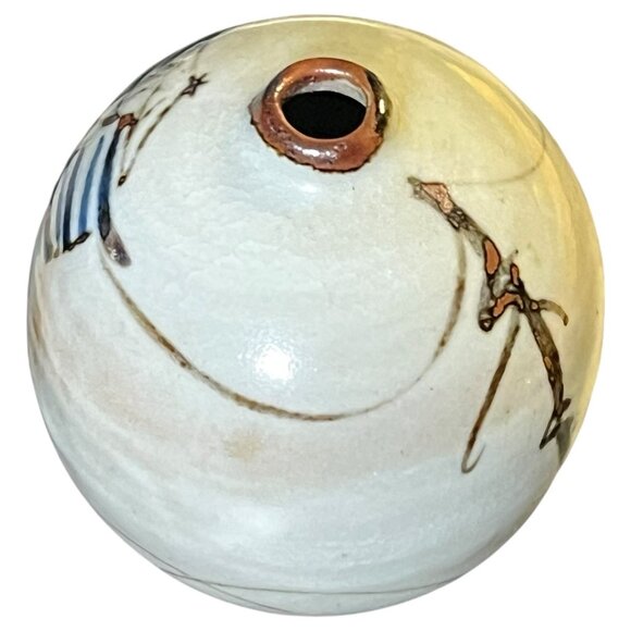 Otagiri Orb Bud Vase Japan Sphere Round 1980s Vintage Pottery Ceramic - Picture 7 of 16